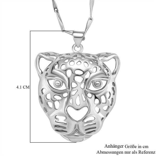 Leopardenkopf-Anhänger mit 44,5+5cm Kette in Silberton image number 5