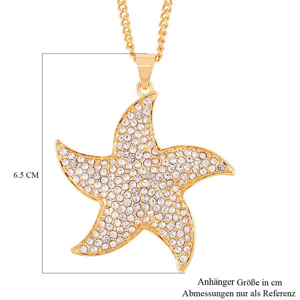Wei&szlig;er Kristall-Seestern-Anh&auml;nger mit Kette in Goldton, 73 cm image number 6