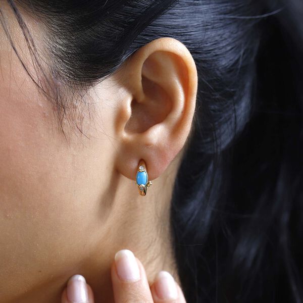 AA Sleeping Beauty Türkis und Zirkon Ohrringe - 1,02 ct. image number 3