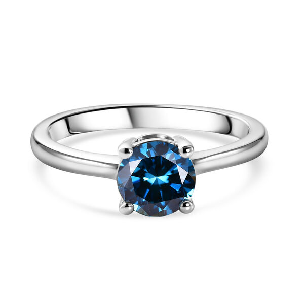 LUXURIANT DIAMOND - Lab Grown Blauer Diamant SI-GH Ring 925 Silber Rhodiniert (Gr&ouml;&szlig;e 18.00) ca. 1,02 ct