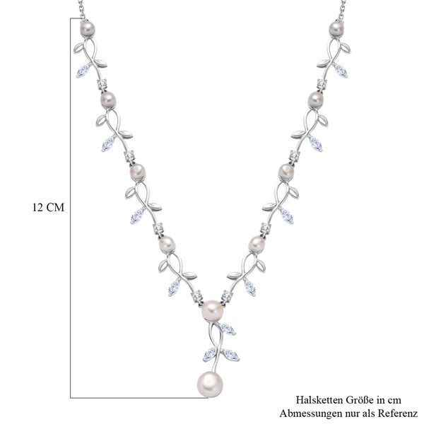 S&uuml;&szlig;wasser Perle und wei&szlig;e Topas-Halskette, 45 cm image number 6