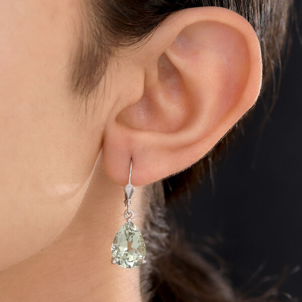 Prasiolith Tropfen-Ohrringe, 925 Silber platiniert ca. 9,58 ct image number 3