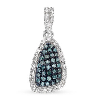 Blauer Diamant Anh&auml;nger 925 Silber platiniert ca. 0,33 ct