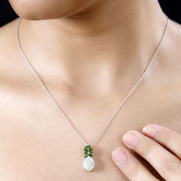 AA nat&uuml;rlicher, &auml;thiopischer Welo Opal, Zirkon und Chromdiopsid-Anh&auml;nger mit 45cm Kette - 2,16 ct. image number 3