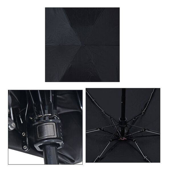 Sturmfester Pocketschirm mit UV-Schutz und Etui, 91x52cm, Schwarz image number 8