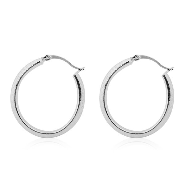 New York Designer Close Out Griechischer Schl&uuml;ssel Design Creolen 925 Silber platiniert ca. 4,40g image number 1