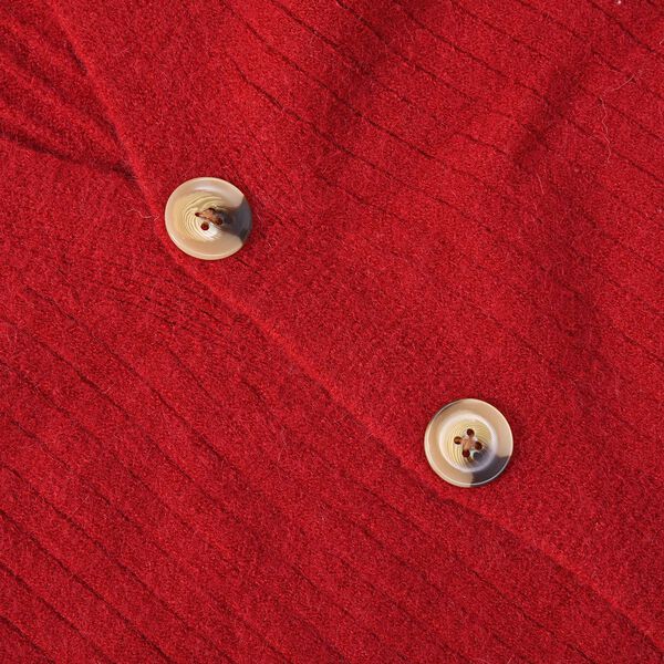 longline coatigan with bottonsMaterial: PBT26%, nylon 32%, acrylic 42%Size:50*90cmWeight:700gColor: red image number 4