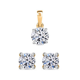 LUXURIANT DIAMOND- SGL zertifizierter VS-EF Labor Diamant Anhänger und Ohrringe in 375 Gelbgold