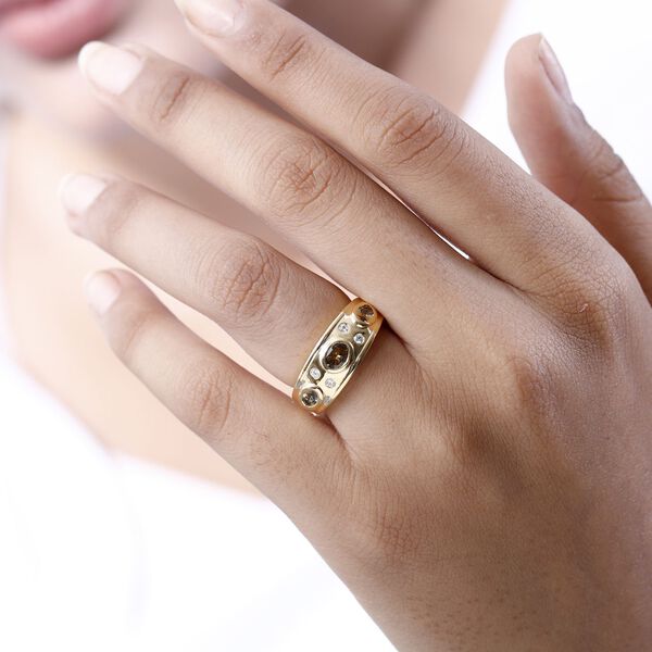 AA nat&uuml;rlicher, goldener Tansanit und Zirkon-Ring - 0,91 ct. image number 3