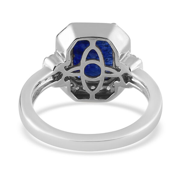 Masoala Saphir und Zirkon Halo Ring, 925 Silber platiniert, 3,75 ct. image number 6