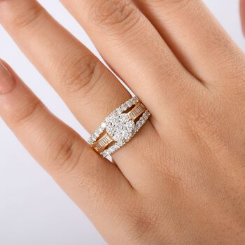 LUXURIANT SGL zertifizierter SI-GH Labor Diamant Ring, 925 Silber 750 Gelbgold Vermeil - 2 ct.
