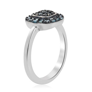 Blauer Diamant Ring 925 Silber platiniert  ca. 0,33 ct