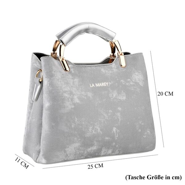 LA MAREY Crossbody Tasche mit Rei&szlig;verschlussf&auml;chern und verstellbarem Schulterriemen 25 x 20 x 11 cm Silber image number 7