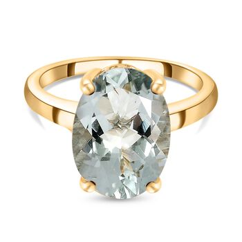 Prasiolith Ring, 925 Silber vergoldet (Gr&ouml;&szlig;e 17.00) ca. 5,43 ct