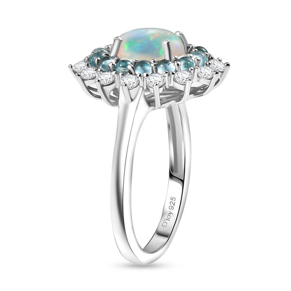 AA Nat&uuml;rlicher, &auml;thiopischer Welo Opal, Wei&szlig;er Zirkon Ring 925 Silber rhodiniert (Gr&ouml;&szlig;e 17.00) ca. 2,28 ct image number 5