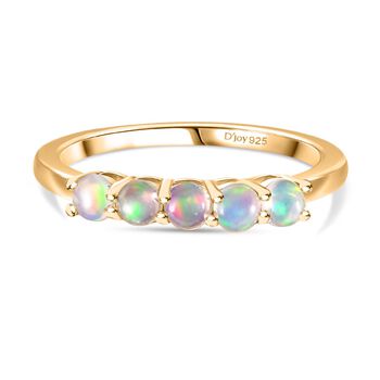 D'Joy AA Nat&uuml;rlicher, &auml;thiopischer Welo Opal Ring 925 Silber 750 Gelb Vergoldet (Gr&ouml;&szlig;e 17.00) ca. 0.38 ct