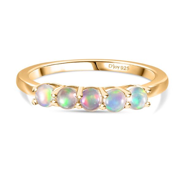 D'Joy AA Natürlicher, äthiopischer Welo Opal Ring 925 Silber 750 Gelb Vergoldet (Größe 17.00) ca. 0.38 ct image number 0