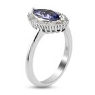 Tansanit und Diamant Halo Ring 925 Silber Platin-Überzug image number 4