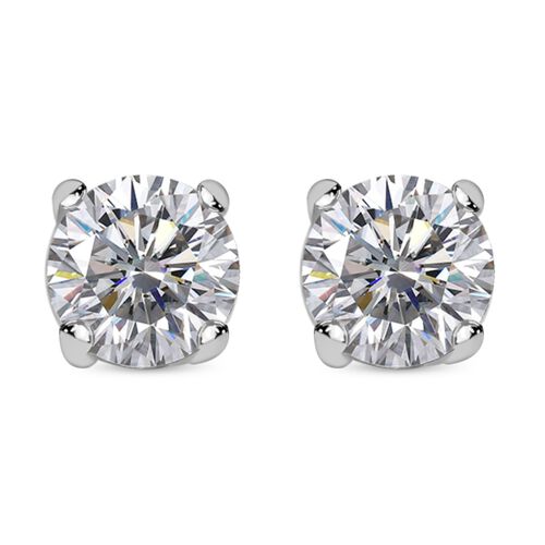 Moissanit Ohrringe 925 Silber platiniert ca. 0,88 ct. image number 0