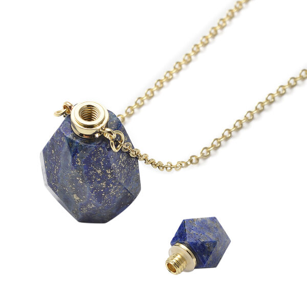 Lapislazuli Parf&uuml;mflaschen-Anh&auml;nger mit Kette, 50 cm, Messing ca. 79,50 ct image number 3
