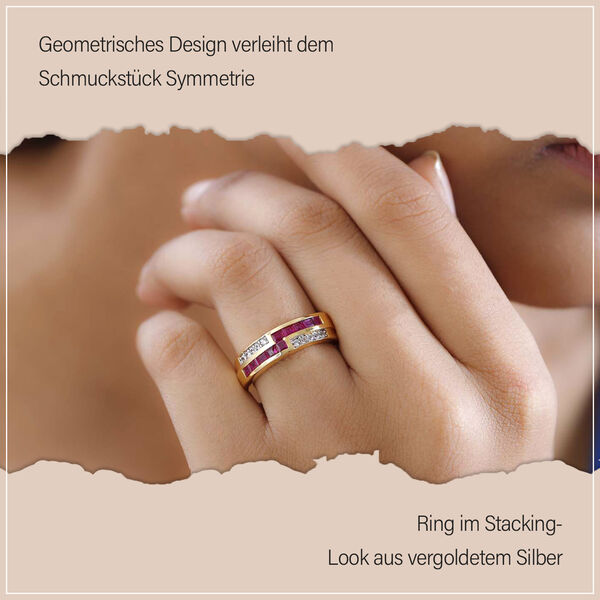 Geometric Meander Rubin und Zirkon Ring- 1,11ct. image number 9