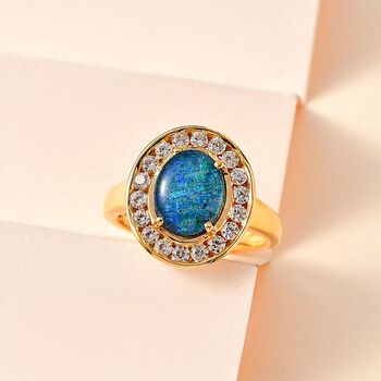 Boulder Opal Triplett und Zirkon Ring - 2,70 ct.