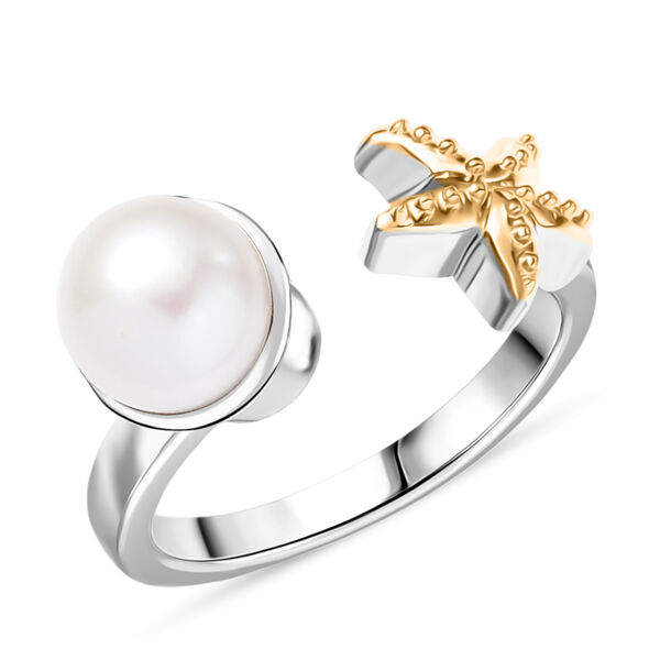 EVER TRUE Süßwasser Perle (7.5-8 mm) Ring Nickelfreies Messing Zweifarbige Beschichtung (Größe 19.00) image number 3