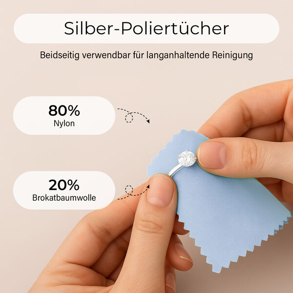 Schmuckbox aus PU-Leder in Blau mit Druckknopfverschluss, 16,5x11,5x5,5cm, inkl. 10 Silberputzt&uuml;cher image number 4