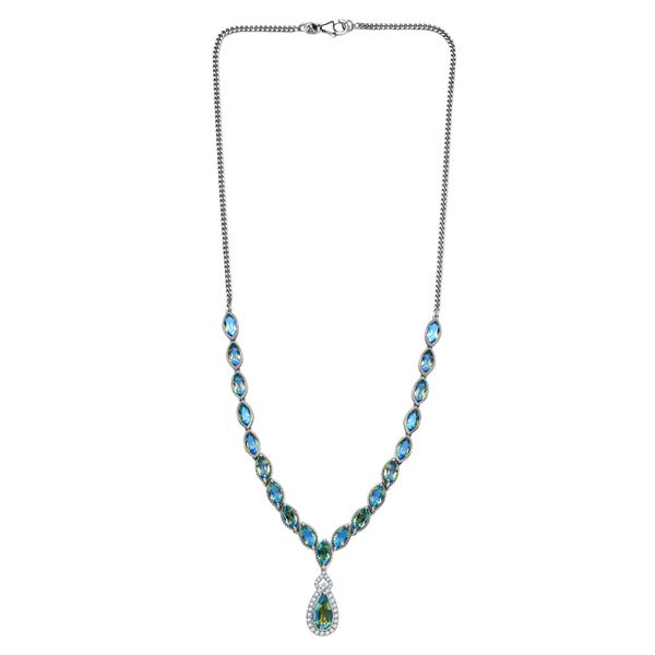 Pfau Triplette Quarz Halskette ca. 45 cm 925 Silber platiniert ca. 16,27 ct. image number 5