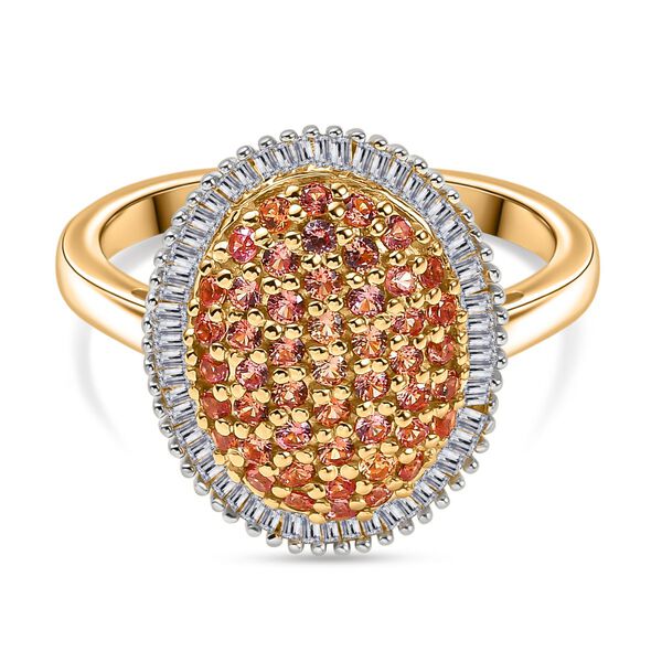 AAA Padparadscha Saphir und Diamant Ring - 1,03 ct. image number 0