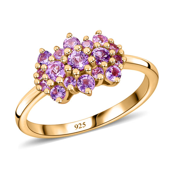 Lila Saphir Cluster Ring, 925 Silber vergoldet, 0,83 ct. image number 6