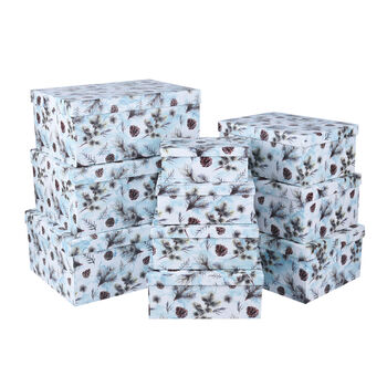 10er-Set Weihnachten Geschenkboxen, Weihnachtsmotiv, Wei&szlig;