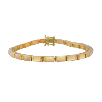 Nat&uuml;rlicher &Auml;thiopischer Opal Armband ca. 19 cm 925 Silber vergoldet ca. 9,46 ct