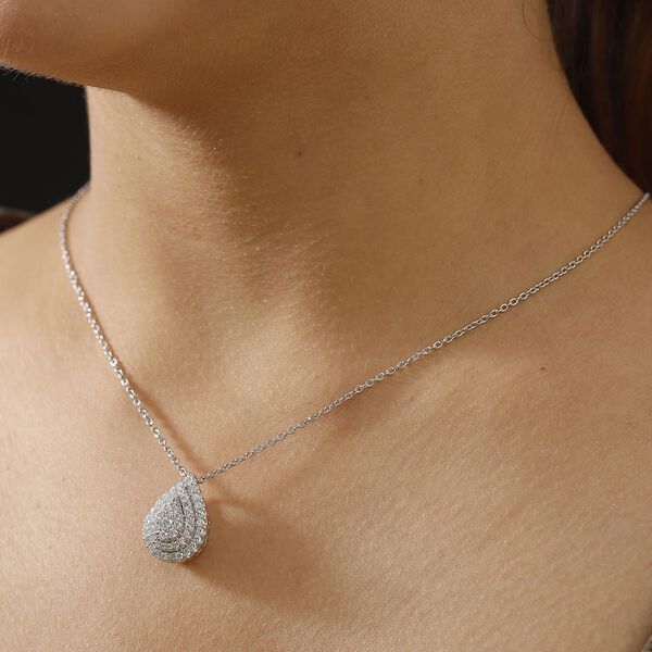 LUXURIANT SGL zertifizierter VS Labor Diamant Anh&auml;nger mit 45cm Kette, 925 Silber 750 Gelbgold Vermeil - 1 ct. image number 2