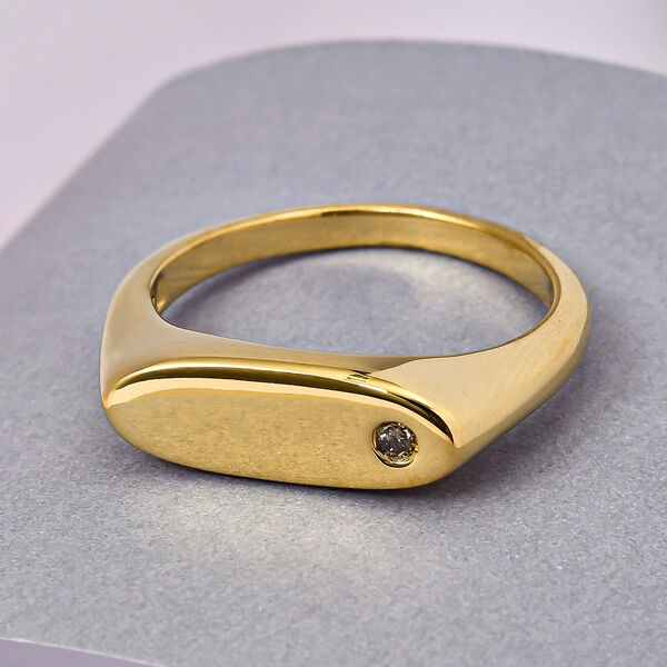 Nat&uuml;rlicher Champagner Diamant Herren Ring 925 Silber 585 Vergoldet image number 3