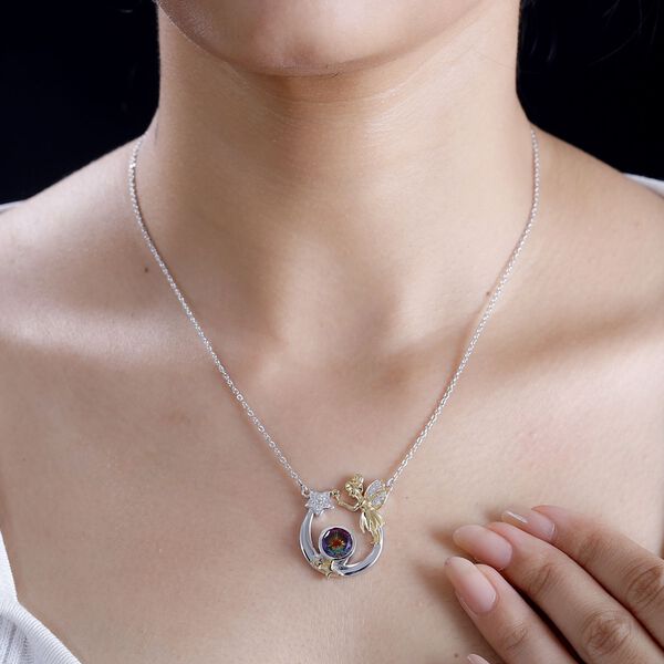 Nebel Quarz und Zirkon Halskette, 45 cm - 2,49 ct. image number 2