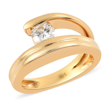 Moissanit Ring 925 Silber vergoldet  ca. 0,44 ct