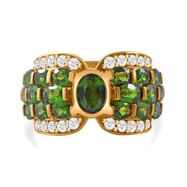 Nat&uuml;rlicher Chromdiopsid Ring, 925 Silber vergoldet (Gr&ouml;&szlig;e 16.00) ca. 5.39 ct