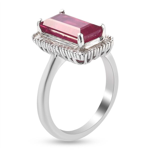 Afrikanischer Rubin und Diamant Halo Ring 925 Silber Platin-Überzug image number 5