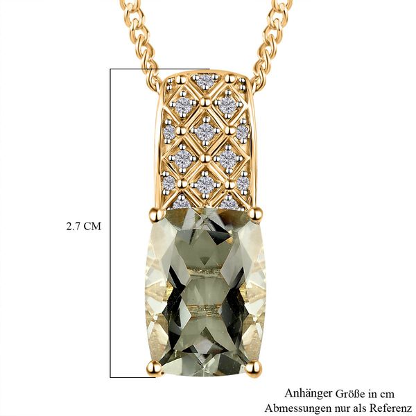 Prasiolith, weißer Zirkon Anhänger mit Kette, 925 Silber vergoldet ca. 6.76 ct image number 6