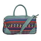 Stilvolle Weekender-Tasche aus 100% echtem Leder mit handgewebtem Dekor, grün