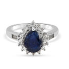 Masoala Saphir und Zirkon Halo Ring, 925 Silber platiniert, 3,11 ct. image number 0