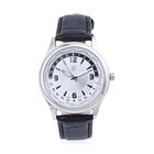 Strada - Elegante Uhr mit PU-Leder Armband und Zeitzonen, wasserdicht, japanisches Uhrwerk, Silber