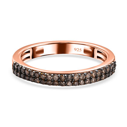 Nat&uuml;rlicher Champagner Diamant Ring, 925 Silber Ros&eacute;gold Vermeil, (Gr&ouml;&szlig;e 20.00), ca. 0.25 ct