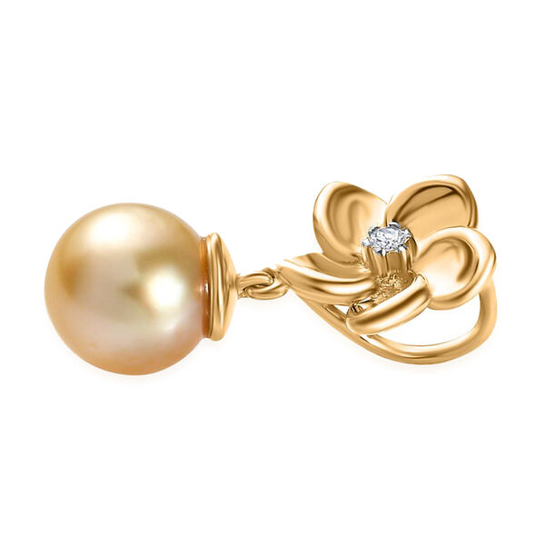 AA goldener S&uuml;dseeperle und Zirkon Anh&auml;nger image number 2