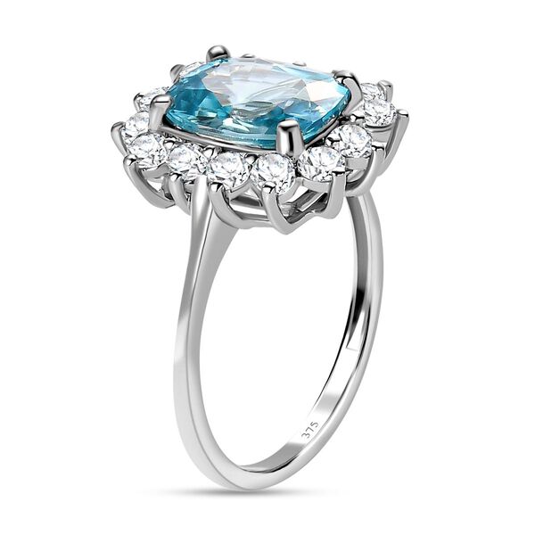 AAA Ratanakiri Blauer Zirkon und Zirkon Halo Ring 375 Wei&szlig;gold image number 6