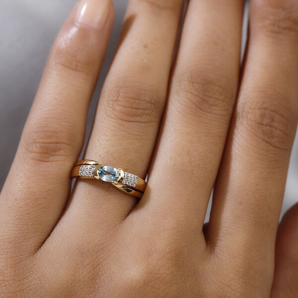 Kambodschanischer blauer Zirkon Ring 925 Silber vergoldet  ca. 0,86 ct image number 3