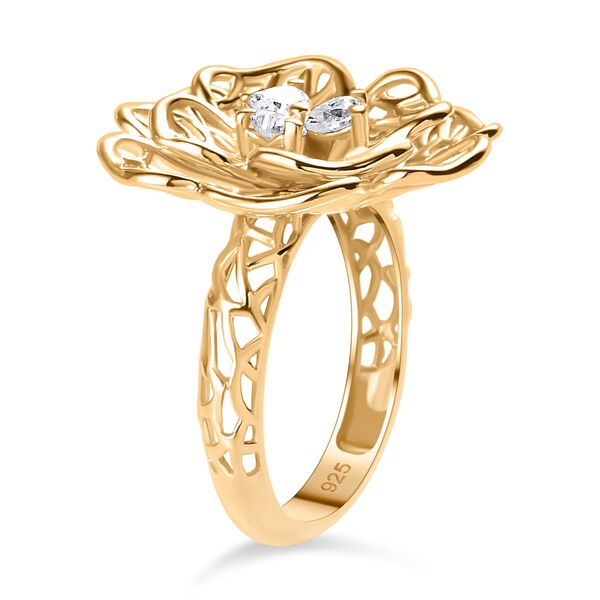 Floraler Moissanit-Ring, 925 Silber 750 Gelbgold Vermeil - 0,33 ct. image number 5