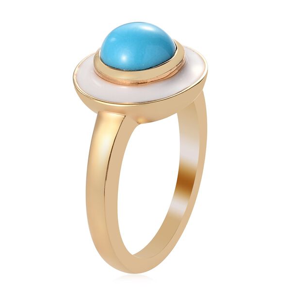 Natürlicher Sleeping Beauty Türkis Halo Ring 925 Silber Gelbgold Vermeil image number 5