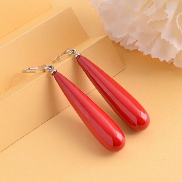 Korallefarbe Muschelperle Ohrringe 925 Silber rhodiniert image number 2